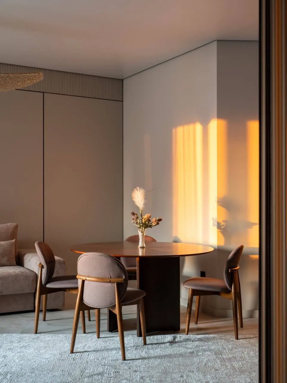 Dining corner in golden evening light